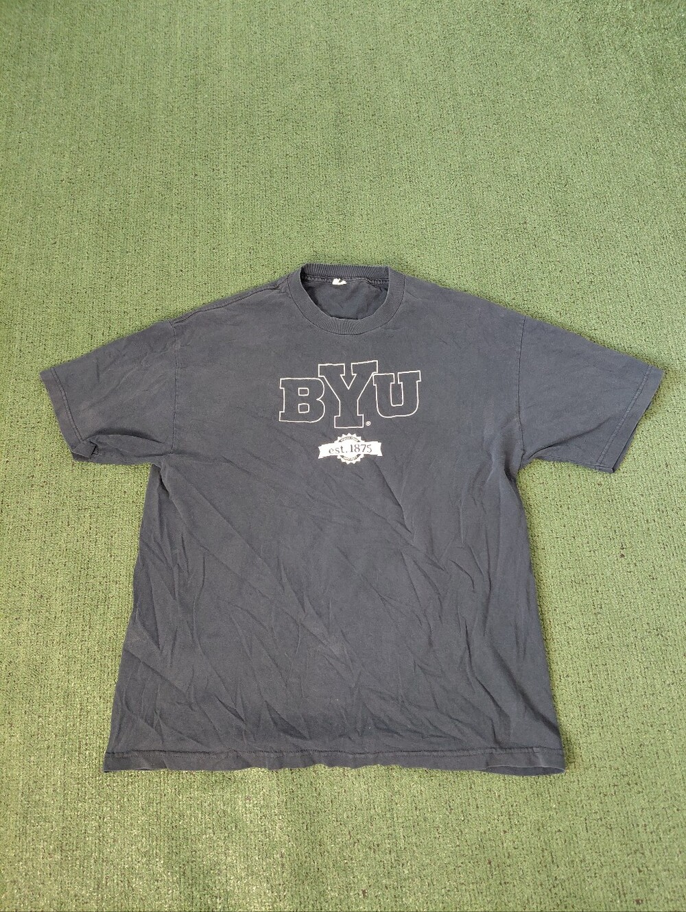 BYU Brigham Young University College School Navy Blue T Shirt Sz L/XL